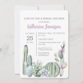 Cactus Suculent Bridal Shower Mint Invitación