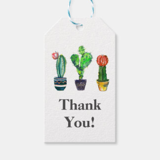 cactus, suculento, acuarela, etiqueta de regalo de