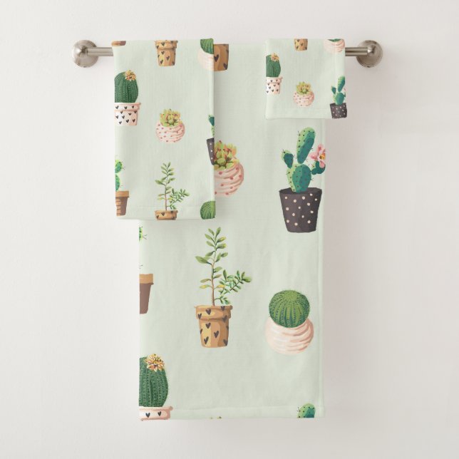 Cactus suculentos de moda sobre fondo de menta (In situ)