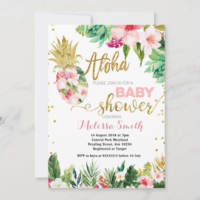 CACTUS Tropical Pineapple baby shower Invitación (Anverso)