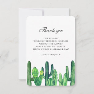 Cactus verde gracias. Nota de boda de cactus
