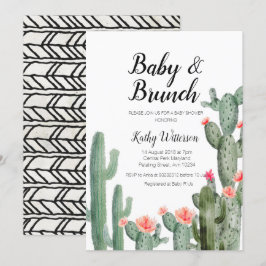 Cactus verdor bebé brunch baby ducha invitación