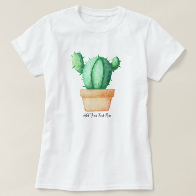 Cactus Watercolor Art Planta Amantes Camiseta (Diseño del anverso)