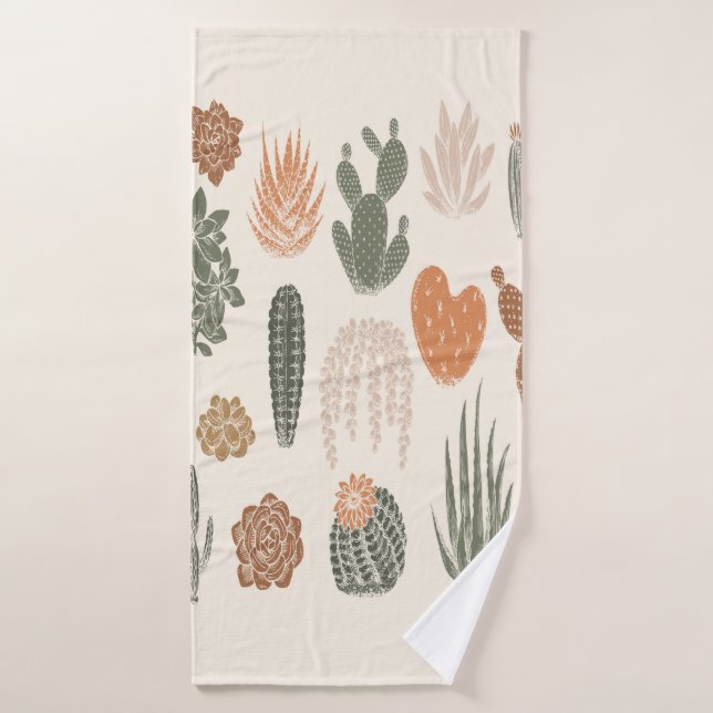 Cactus y un patrón suculento y fluido (Toalla de baño)