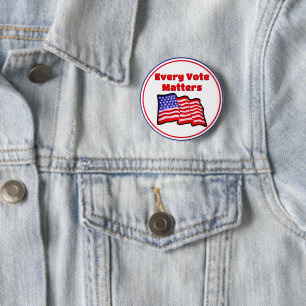 Cada Voto Importa Botón de Bandera Americana