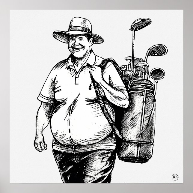 Caddie de golf - Impresión de arte de golf (Frente)