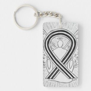 Cadena de llavero de ángel de la cinta de concienc