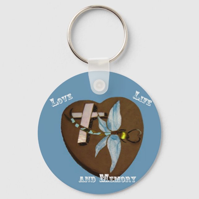 Cadena de llavero de libélula de vidrio manchado (Anverso)