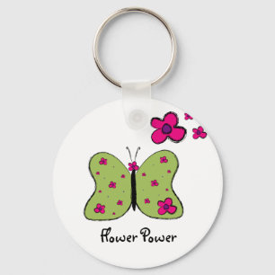 Cadena de llavero de mariposa de potencia de flor