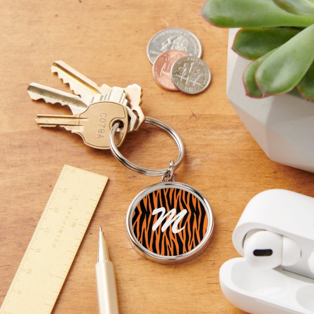 Cadena de llavero de tigre naranja/franjas de cebr (Escritorio )