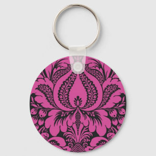 Cadena de llavero floral de fantasía rosa