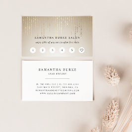 Cadena de lluvia dorada ilumina tarjetas de fideli