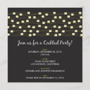 Cadena de luces de la invitación a la fiesta de có