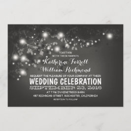 Cadena De Luces Invitación De La Boda Blanca Y Neg
