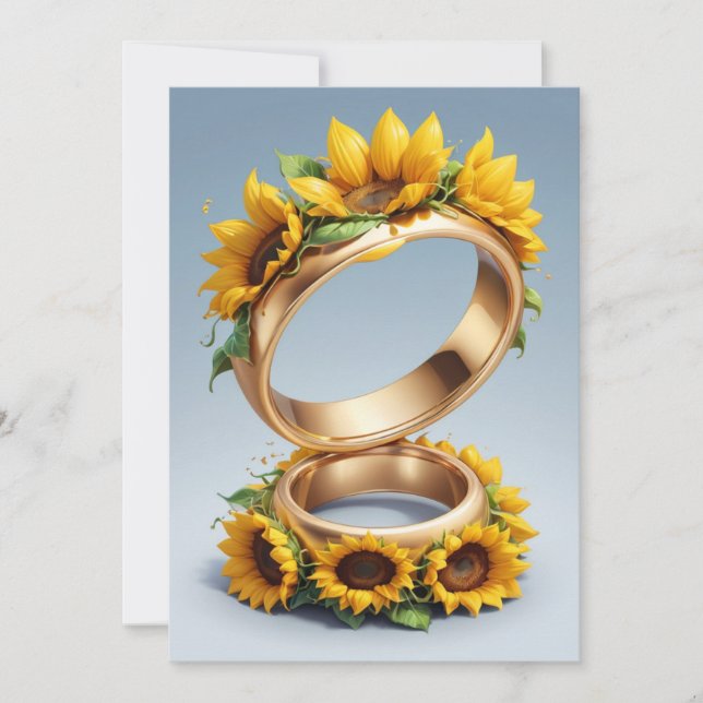 cadena de luces invitaciones de boda girasol (Anverso)