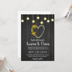 cadena de luces invitaciones de boda girasol