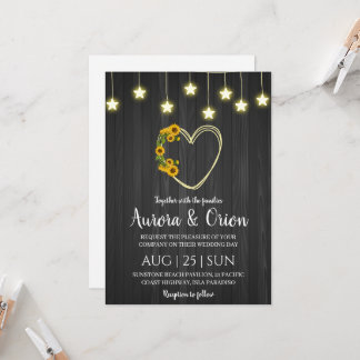 cadena de luces invitaciones de boda girasol