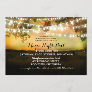 cadena de luces invitaciones de prom rústico