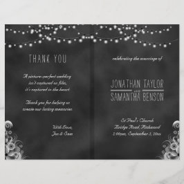 Cadena De Luces Programas De Boda De Cartón Negro
