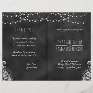 Cadena De Luces Programas De Boda De Cartón Negro