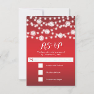 Cadena de luces y copos de nieve boda roja RSVP