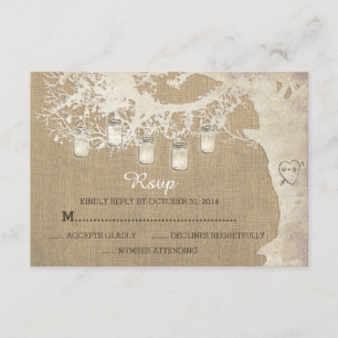 Cadena de Mason Jar ilumina el Burlap RSVP ruso