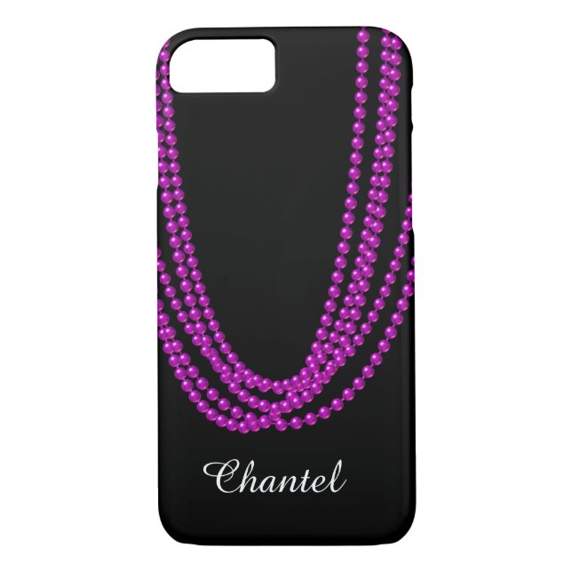 Cadena de Pearls iPhone 7 Funda en morado (Reverso)