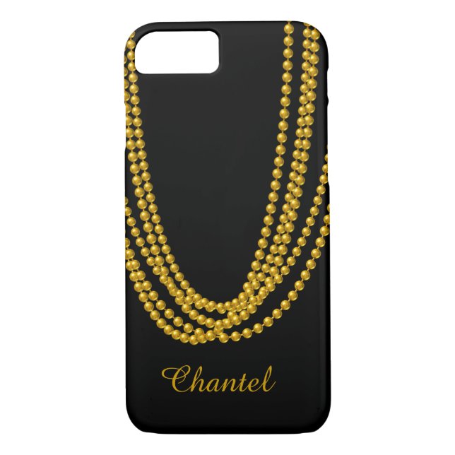 Cadena de Perlas iPhone 7 Funda en oro (Reverso)