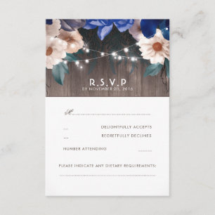 Cadena floral rústica ilumina la boda azul RSVP