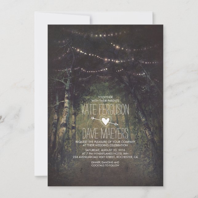 Cadena forestal ilumina invitaciones de matrimonio (Anverso)
