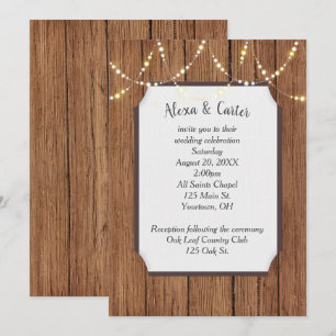 Cadena Ligera En Invitación De Boda De Madera