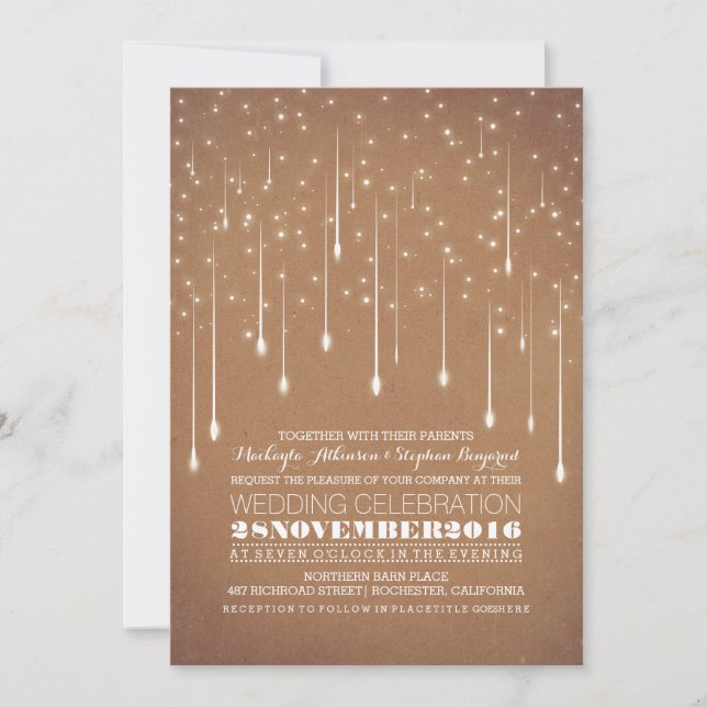 Cadena moderna ilumina la invitación a la boda rom (Anverso)