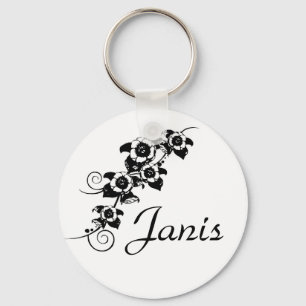 Cadena personalizada de llavero de flor negra