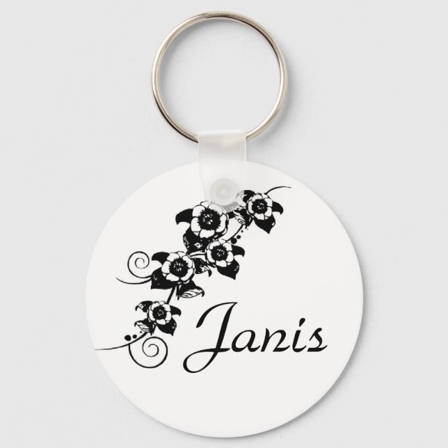 Cadena personalizada de llavero de flor negra (Anverso)