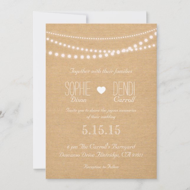 Cadena rústica de la invitación a la boda de las l (Anverso)