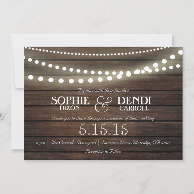 Cadena rústica de la invitación a la boda de las l (Anverso)