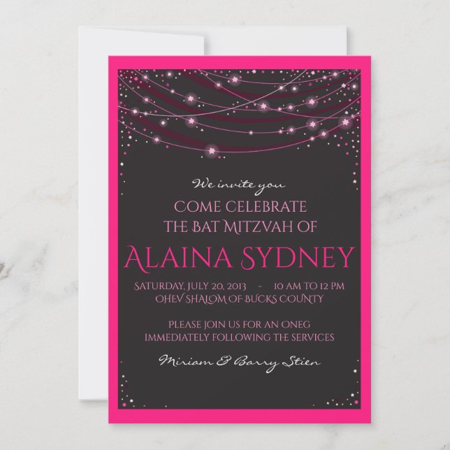 CADENAS DE ESTRELLAS Invitación Bat Mitzvah (Anverso)