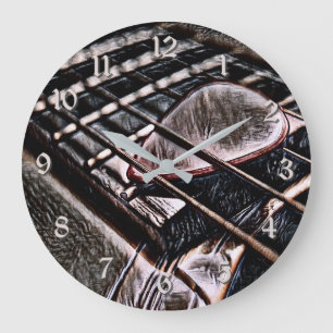 Cadenas De Guitarra En El Reloj De Muro De Cuero R