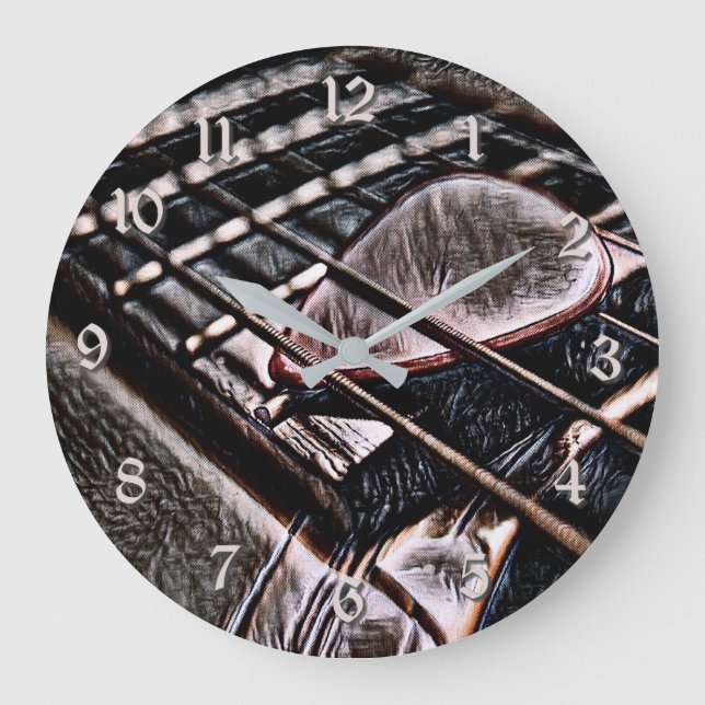 Cadenas De Guitarra En El Reloj De Muro De Cuero R (Anverso)