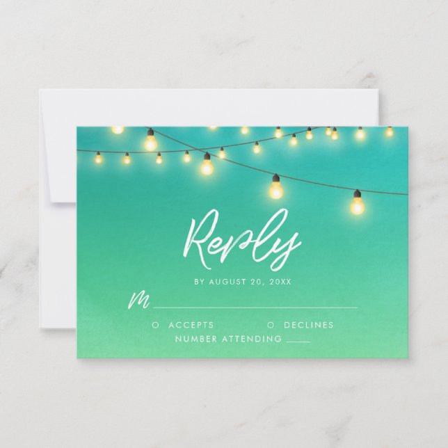 Cadenas de luces Watercolor Sea Glass RSVP (Anverso)