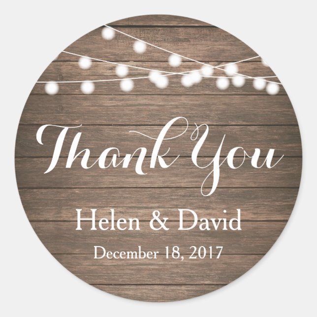 Cadenas ligeras Gracias Pegatinas De Boda Favor (Anverso)