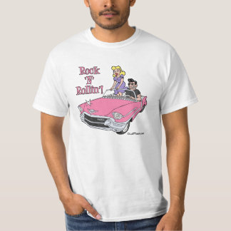 Cadillac rosado con la camiseta del engrasador y