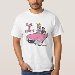 Cadillac rosado con la camiseta del engrasador y