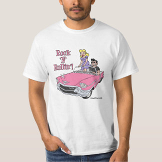 Cadillac rosado con la camiseta del engrasador y