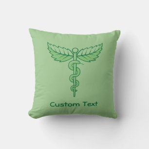 Caduceo con Cojín decorativo de hojas