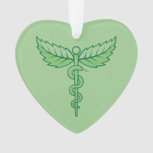Caduceo con ornamento de hojas