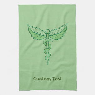 Caduceo con toalla de hojas
