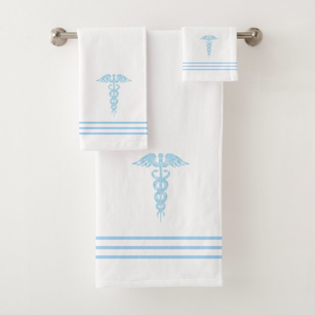 Caduceo de Turquesa Claro Azul y Rayas en Blanco (In situ)