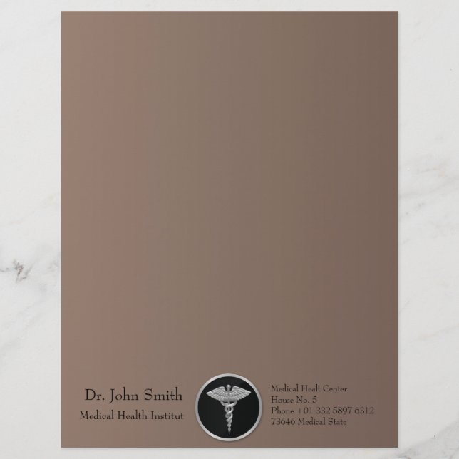 Caduceo médico de plata - membrete (Anverso)