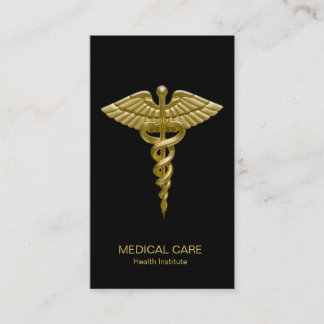 Caduceo médico en negro - tarjeta del oro de